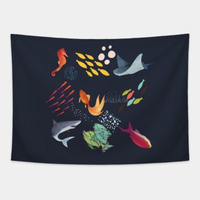 Cute Fish Under The Ocean Tapestry Official Subnautica Merch