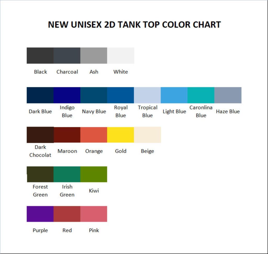 tank top color chart - Subnautica Shop